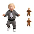 thumbnail image 1 of JAJAHO Newborn Baby Boy Clothes Halloween Outfit Letter Printed Sweatshirt And Pants Toddler Jogger Set 0-3T, 1 of 5