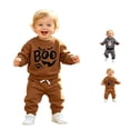 thumbnail image 1 of JAJAHO Newborn Baby Boy Clothes Halloween Outfit Letter Printed Sweatshirt And Pants Toddler Jogger Set 0-3T, 1 of 5