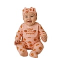 thumbnail image 1 of JAJAHO Newborn Baby Girl Clothes Halloween Jumpsuits Long Sleeve Pumpkin Print Onesie With Hat 2 Piece Set 0-6M, 1 of 4