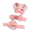 thumbnail image 1 of JAJAHO Newborn Baby Girls Socks With Hairbands 3 Piece Set Infant Girl Crew Socks With Cute Floral Bow Design Cozy Sock, 1 of 3