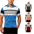 thumbnail image 1 of JAJAHO Polo Shirts For Men Color Block Striped Summer Breathable Moisture Wicking Short Sleeve Workout Golf Shirts Comfy Tops, 1 of 4