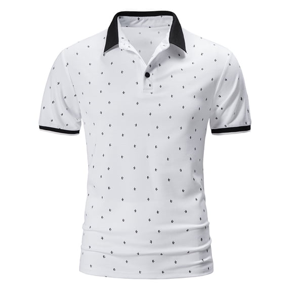 JAJAHO Polo Shirts For Men Polka Dot Summer Cotton Short Sleeve Golf Polos Wicking Performance Workout Comfy Tops