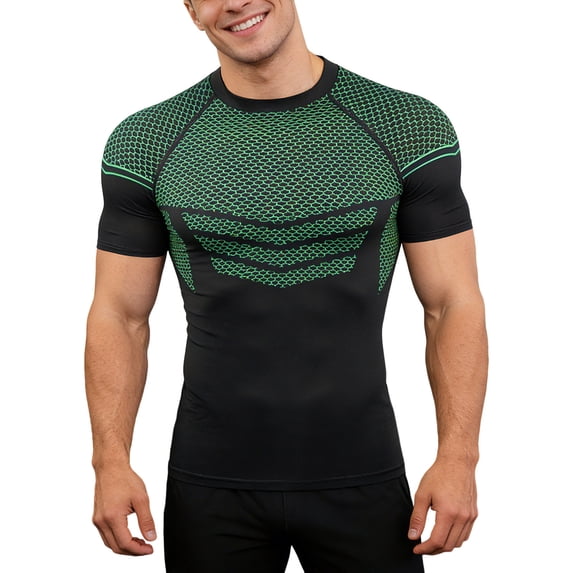 JAJAHO Running T Shirt For Men Short Sleeve Workout Athletic Slim Fit Crewneck Breathable Lightweight Sportswear Summer Tees Trendy Tops