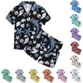thumbnail image 1 of JAJAHO Silk Pajamas For Girls 2 Piece Sets Ocean Animals Printed Short Sleeve Sleepwear Shorts Set For Kids 2-13Y, 1 of 4