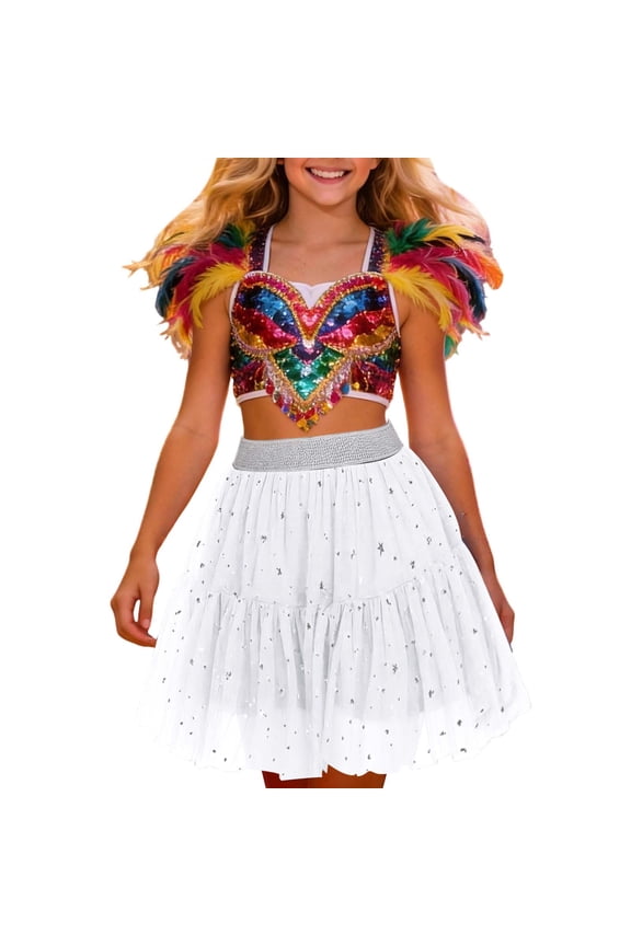 Star Sparkly Tutus For Girls Layered Tiered Dance Party Skirt 1-8 Years Toddlers Girls Ballet Tulle Versatile Skirt