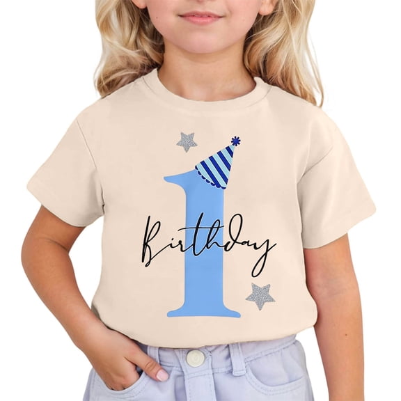 JAJAHO Summer Birthday Girls T Shirt Short Sleeve Round Neck Top Casual Comfortable Soft Loose Fit Letter Print Trendy Tops