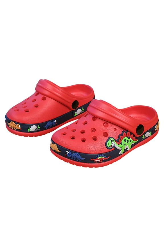 Summer Boys Garden Clogs Kids Slip On Water Shoes Cartoon Dinosaur Soft Sole Beach Pool Sandals For 1-6 Years Comfortable Shoe