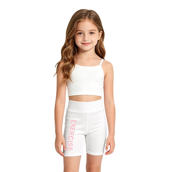 JAJAHO Summer Girls Leggings Shorts High Waisted Buttery Soft Athletic Yoga Tights For Kids 3-9Y Versatile Bottoms