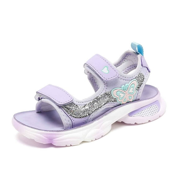 JAJAHO Summer Girls Sandals For Kids 5-16 Years Comfort Beach Pool Footwear Open Toe Hook And Loop Flats Stylish Shoes