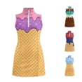thumbnail image 1 of JAJAHO Summer Girls Tennis Dress With Pockets Sleeveless Quarter Zip Stand Collar Ice Cream Printed Slim Fit Golf Mini Dresses For Kids Teens 4-15Y, 1 of 7