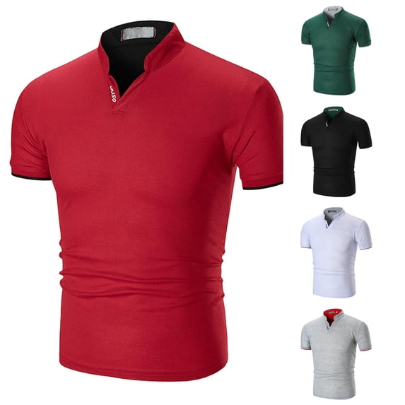 JAJAHO Summer Polo Shirts For Men Short Sleeve Stand Collar Solid Color Golf Shirts Performance Moisture Wicking Casual Workout Versatile Tops