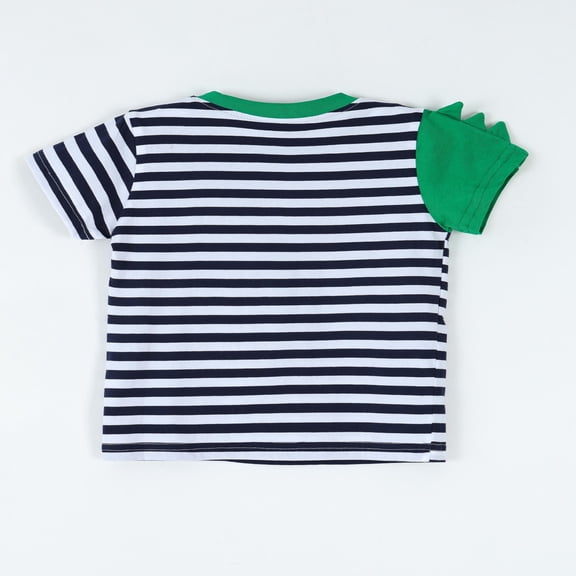 JAJAHO Summer Short Sleeve T Shirts For Boys Kids Comfortable Casual Cartoon Striped Tees Summer Toddler Boy Clothes 2-8T Trendy Tops