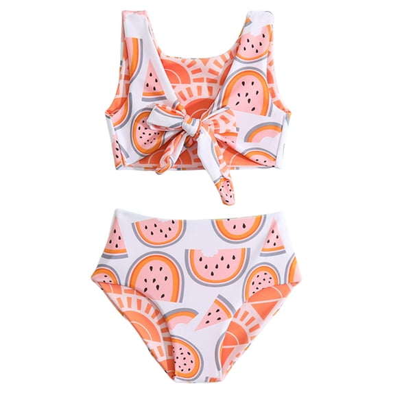 JAJAHO Summer Toddler Baby Girls Swimsuits Reversible Wear 2 Piece Bikini Set 6M-4Y Cartoon Printed Twist Front Cute Stylish Swimwear