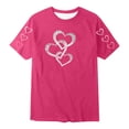 thumbnail image 1 of JAJAHO Summer Top Girls T Shirt Short Sleeve Heart Print Loose Fit Crewneck Girl Clothing For Kids 2-13 Years Cute Tops, 1 of 4