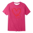thumbnail image 1 of JAJAHO Summer Top Girls T Shirt Short Sleeve Heart Print Loose Fit Crewneck Girl Clothing For Kids 2-13 Years Versatile Tops, 1 of 4