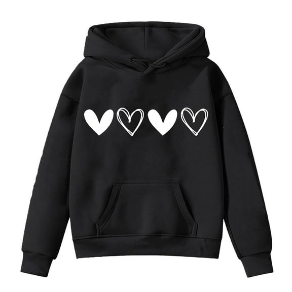 JAJAHO Sweatshirt For Little Big Girls Oversized Heart Print Valentine's Day Shirt Casual Hoodie Pullover Adorable Tops
