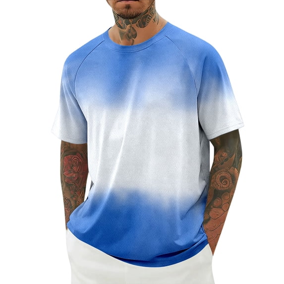 JAJAHO Tie Dye T Shirts For Men Raglan Short Sleeve Casual Comfortable Graphic Tee For Daily Wear Loose Fit Crew Neck Soft Tops