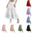 thumbnail image 1 of JAJAHO Tiered Long Skirts For Girls Bohemian High Waisted Casual Drawstring Flowy Swing A-Line Summer Skirts For Kids Teens 4-15Y, 1 of 7