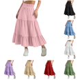 thumbnail image 1 of JAJAHO Tiered Long Skirts For Girls Bohemian High Waisted Casual Drawstring Flowy Swing A-Line Summer Skirts For Kids Teens 4-15Y, 1 of 7