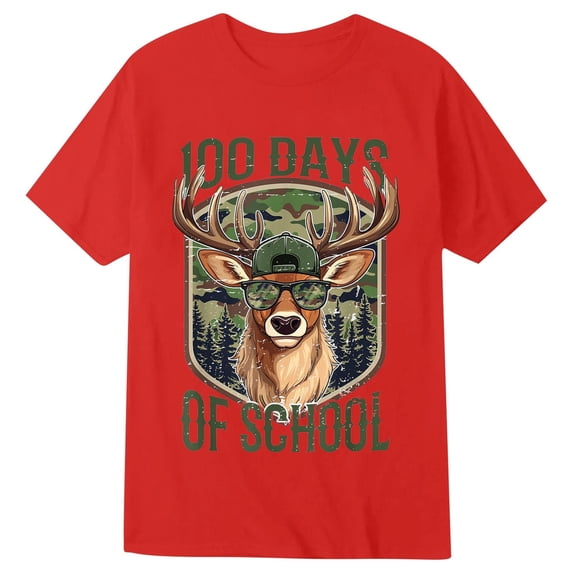 JAJAHO Toddler 100 Day Of School Shirt For Boys Girls Graphic Short Sleeve T Shirt Soft Casual Tee Happy 100Th Day Of School 1-13Y Cozy Tops
