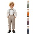 thumbnail image 1 of JAJAHO Toddler And Kids Boys Formal Outfit Long Sleeve Dress Shirt And Suspender Pants 2 Piece Set 6M-8Y, 1 of 6