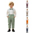 thumbnail image 1 of JAJAHO Toddler And Kids Boys Formal Outfit Long Sleeve Dress Shirt And Suspender Pants 2 Piece Set 6M-8Y, 1 of 6