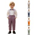 thumbnail image 1 of JAJAHO Toddler And Kids Boys Formal Outfit Long Sleeve Dress Shirt And Suspender Pants 2 Piece Set 6M-8Y, 1 of 6