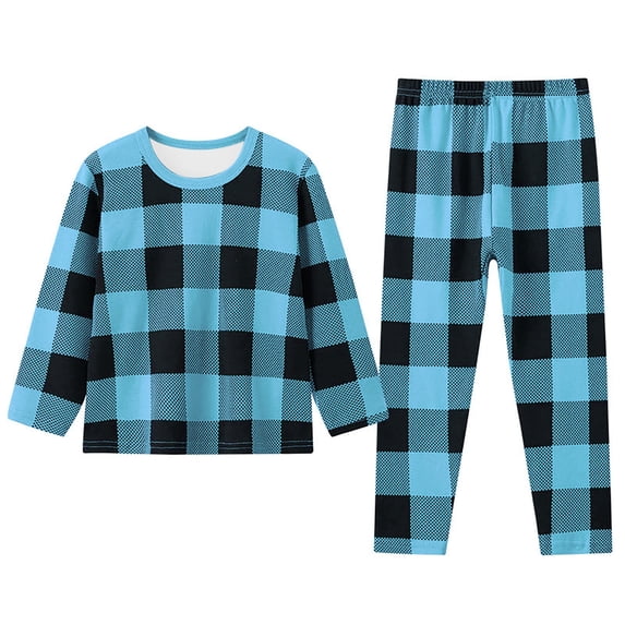 JAJAHO Toddler And Kids Boys Girls Pajamas 2 Piece Pjs Set Plaid Long Sleeve Sleepwear 2-9Y