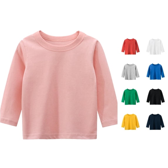 JAJAHO Toddler And Kids Cotton Clothes Girls Boys Long Sleeve Basic T Shirt Casual Tees 1-7Y