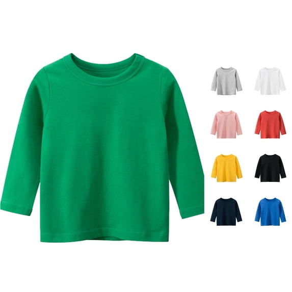 JAJAHO Toddler And Kids Cotton Clothes Girls Boys Long Sleeve Basic T Shirt Casual Tees 1-7Y