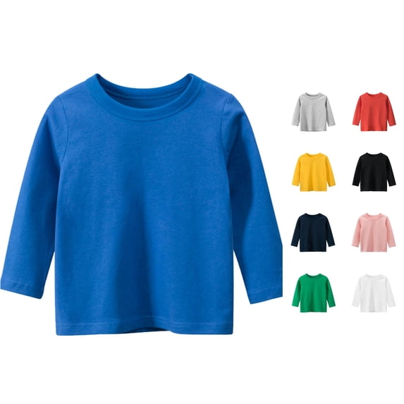JAJAHO Toddler And Kids Cotton Clothes Girls Boys Long Sleeve Basic T Shirt Casual Tees 1-7Y