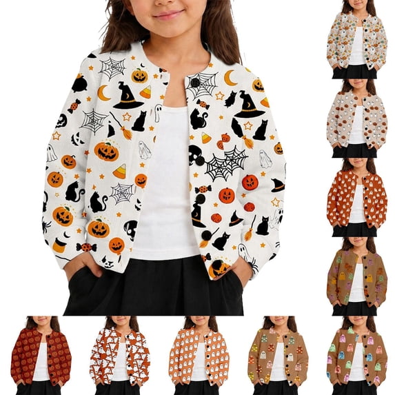 JAJAHO Toddler And Kids Girls Cardigan Halloween Open Front Button Down Jacket 1-8Y