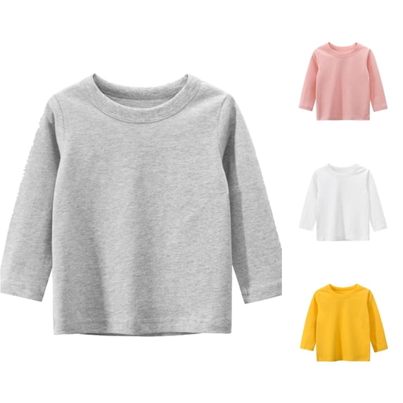 JAJAHO Toddler And Kids Long Sleeve T Shirts Boys Girls Cotton Fall Clothes Sizes 1-9 Basic Tees