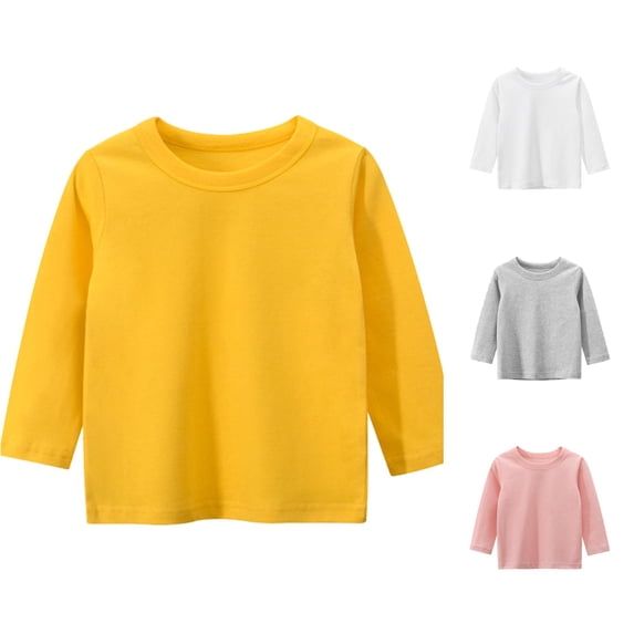JAJAHO Toddler And Kids Long Sleeve T Shirts Boys Girls Cotton Fall Clothes Sizes 1-9 Basic Tees