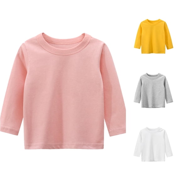JAJAHO Toddler And Kids Long Sleeve T Shirts Boys Girls Cotton Fall Clothes Sizes 1-9 Basic Tees
