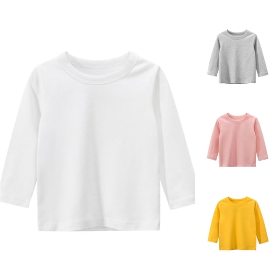 JAJAHO Toddler And Kids Long Sleeve T Shirts Boys Girls Cotton Fall Clothes Sizes 1-9 Basic Tees