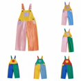 thumbnail image 1 of JAJAHO Toddler And Kids Overalls Pants Boys Girls Adjustable Straps Color Block Loose Fit Jumpsuits With Pockets 1-8Y, 1 of 5