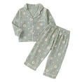 thumbnail image 1 of JAJAHO Toddler Baby Girls Pajamas Set Cotton Long Sleeve Button Front Top And Pants Set, 2-Piece, Sizes 9M-4Y, 1 of 9