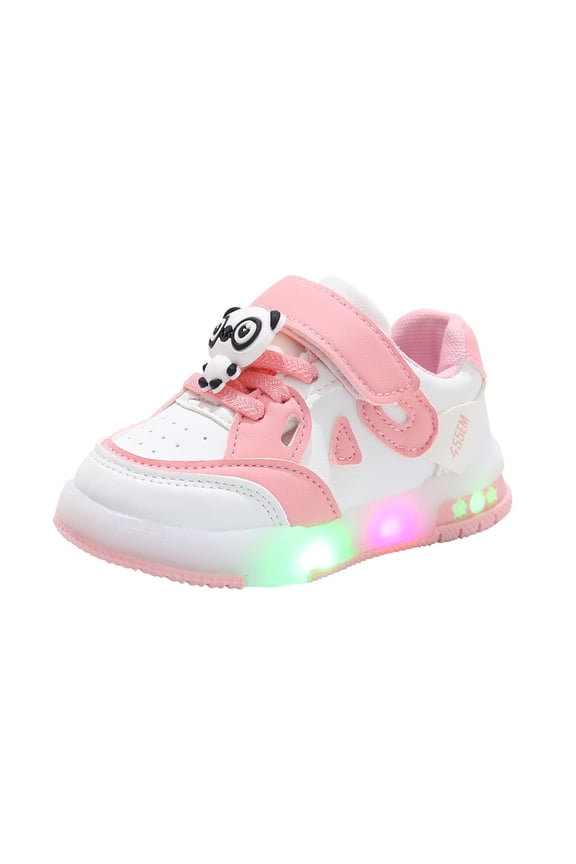 Toddler Boys Girls Light Up Shoes LED Flashing Lightweight PU Leather Breathable Adorable Running Sneakers 6M-6Y Comfortable Shoes
