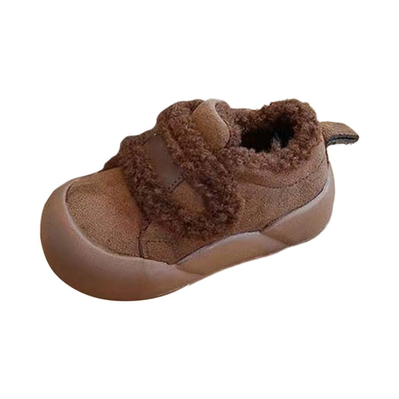 JAJAHO Toddler Boys Girls Winter Shoes Fuzzy Lining Hook And Loop Platform Sole Outdoor Cute Footwear Comfortable Shoes
