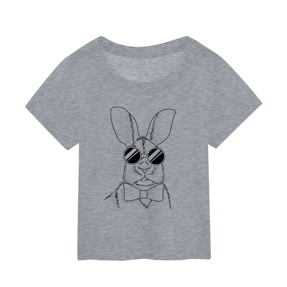 JAJAHO Toddler Easter Bunny Shirts Kids Boys Girls Funny Rabbit Graphic Tees Short Sleeve Crew Neck Loose Fit Tshirts Cute Tops