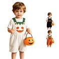 thumbnail image 1 of JAJAHO Toddler Kids Halloween Pumpkin Overalls Shorts Adjustable Straps Corduroy Loose Fit Bib Shorts 12M-5Y, 1 of 4