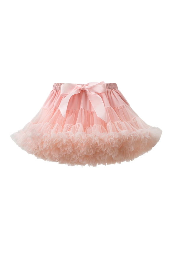Toddler Little Girls Tutu Skirt Soft Petticoat Crinoline Layered Tulle Mesh Puffy Mini Skirts With Bowknot Lovely Skirt