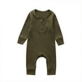thumbnail image 1 of JAJAHO Toddler Long Sleeve Boys Girls Romper Baby Clothes Ribbed Solid Color Henley Jumpsuit Spring Fall Cozy One-Pieces, 1 of 3