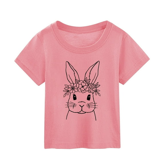 JAJAHO Toddler Summer Children's Easter Cartoon Bunny Print Short Sleeved T Shirt For Boy And Girl Rabbit Graphic Out Wear Tees Tops Comfortable Tops