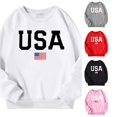 thumbnail image 1 of JAJAHO USA Sweatshirt Girls Casual Long Sleeve Loose Fit Crew Neck Pullover Top Kids Fall Clothes 3-14Y, 1 of 3