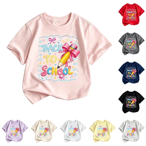 JAJAHO Welcome Back To School Shirt For Girls 2-13Y Short Sleeve Crew Neck Cute Graphic Tees Tops