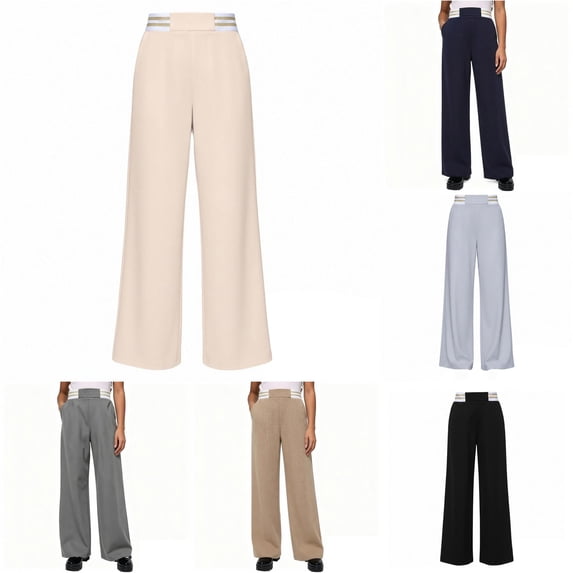 JAJAHO Wide Leg Pants Girls School Uniforms Pants Back To School Clothes High Waisted Stretchy Loose Fit Trousers 5-16Y