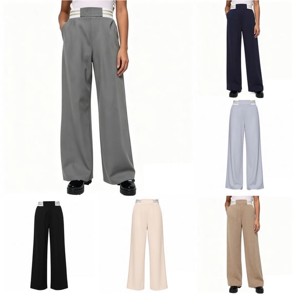 JAJAHO Wide Leg Pants Girls School Uniforms Pants Back To School Clothes High Waisted Stretchy Loose Fit Trousers 5-16Y