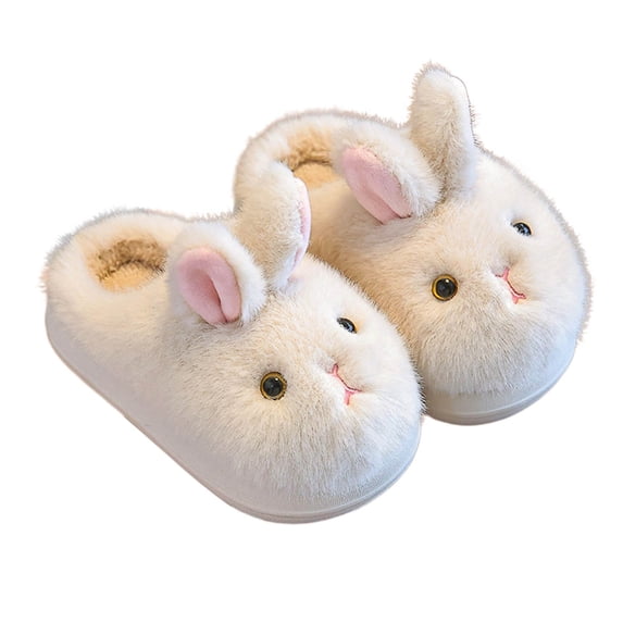 JAJAHO Winter Toddler Slippers For Girls Fuzzy Lining Indoor Shoes With Rabbit Shape Design For Kids Warm Home Footwear Soft Sole Comfort Slippers